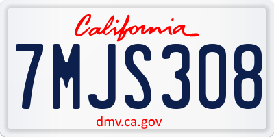 CA license plate 7MJS308
