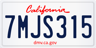 CA license plate 7MJS315