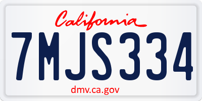 CA license plate 7MJS334