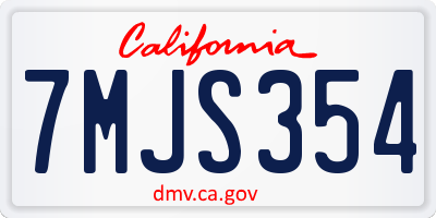 CA license plate 7MJS354