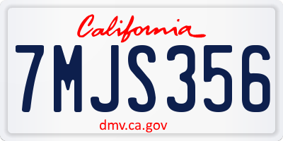 CA license plate 7MJS356