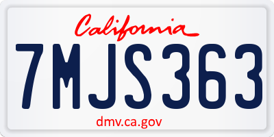 CA license plate 7MJS363