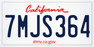 CA license plate 7MJS364