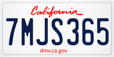 CA license plate 7MJS365