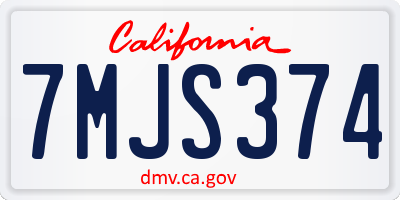 CA license plate 7MJS374