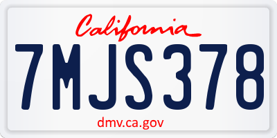 CA license plate 7MJS378