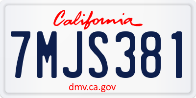 CA license plate 7MJS381