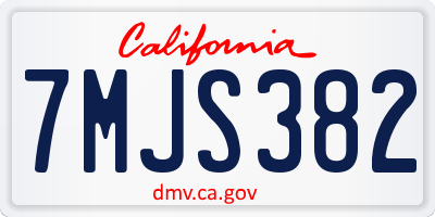 CA license plate 7MJS382