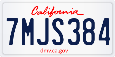 CA license plate 7MJS384