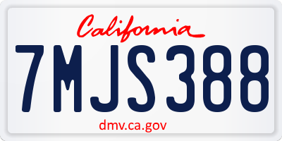 CA license plate 7MJS388
