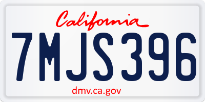 CA license plate 7MJS396