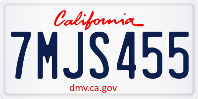 CA license plate 7MJS455
