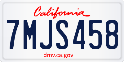 CA license plate 7MJS458