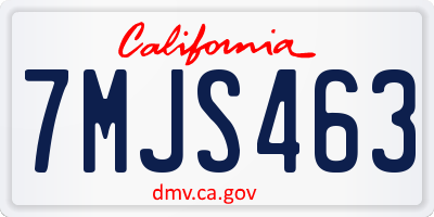 CA license plate 7MJS463