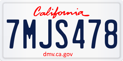 CA license plate 7MJS478