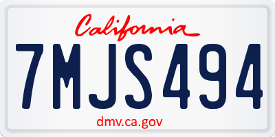 CA license plate 7MJS494