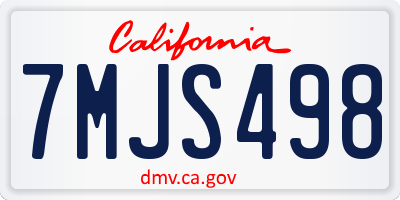 CA license plate 7MJS498