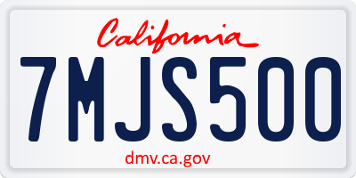 CA license plate 7MJS500