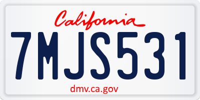 CA license plate 7MJS531