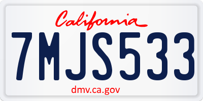 CA license plate 7MJS533