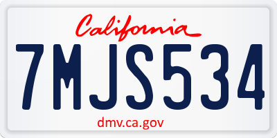 CA license plate 7MJS534