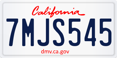 CA license plate 7MJS545