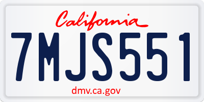 CA license plate 7MJS551
