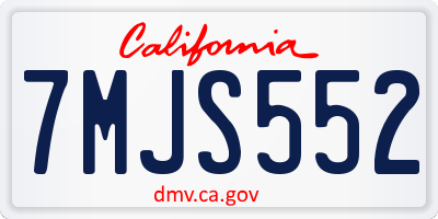 CA license plate 7MJS552