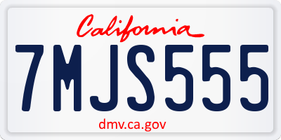 CA license plate 7MJS555