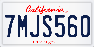 CA license plate 7MJS560