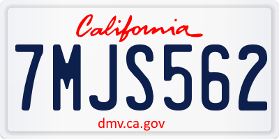 CA license plate 7MJS562