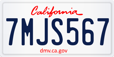 CA license plate 7MJS567