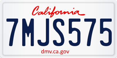 CA license plate 7MJS575