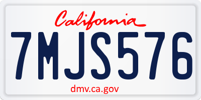 CA license plate 7MJS576