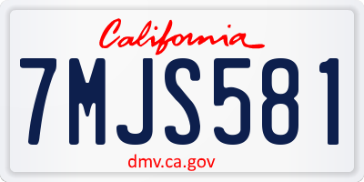 CA license plate 7MJS581
