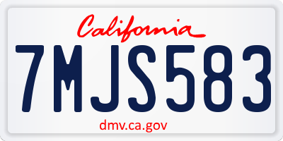 CA license plate 7MJS583