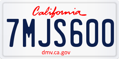 CA license plate 7MJS600