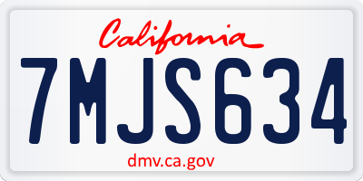 CA license plate 7MJS634