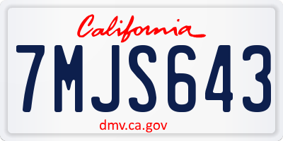 CA license plate 7MJS643