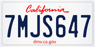 CA license plate 7MJS647