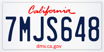 CA license plate 7MJS648