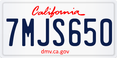 CA license plate 7MJS650