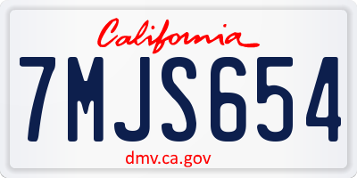 CA license plate 7MJS654