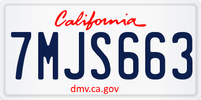 CA license plate 7MJS663