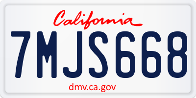 CA license plate 7MJS668