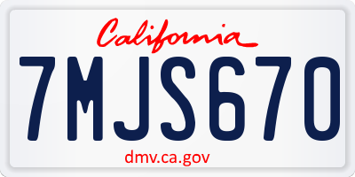 CA license plate 7MJS670