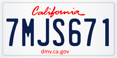 CA license plate 7MJS671