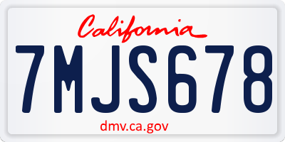 CA license plate 7MJS678