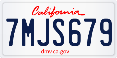 CA license plate 7MJS679