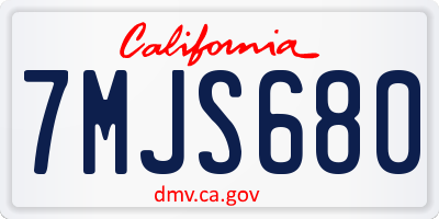 CA license plate 7MJS680